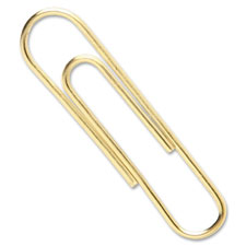 Paper Clips, Standard, .031 Wire Gauge, 100/PK, Gold