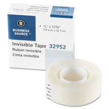 Invisible Tape Refill Roll, 1" Core, 3/4"x1296", 12RL/BX, CL