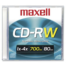CD-RW, 1-4X, 700MB/80MIN, Branded, 10/PK, Silver