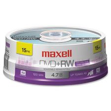 DVD+RW, 4X, 4.7GB, w/ Jewel Case, 15/PK, Gold