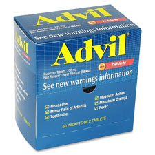 Advil Pain Reliever Tablets, Single Packets, 2/PK, 50/BX