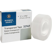 Transparent Tape, 1" Core, 3/4"x1296", 12 Rolls/PK, Clear
