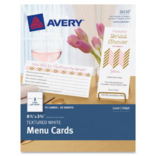 Textured White Menu Cards, 3-2/3"x8-1/2", 75/PK, WE