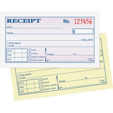 Money Receipt Book,Tape Bnd,2-Part,2-3/4"x5-3/8",50/Bk,WE/CA