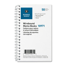 Wirebound Memo Books, Narrow Ruled, 50 Shts, 5"x3", White