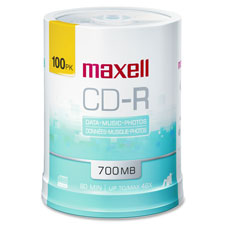 CD-R Discs, 48X, 700MB/80MIN, Printable, 100/Pack, White