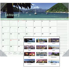 Monthly Desk Pad, 12 Mth, Jan-Dec, 22"x17", Harbor Views