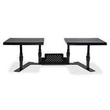 Dual Monitor Stand, Steel, 32"Wx14"Dx6-1/10"-8-2/5", Black